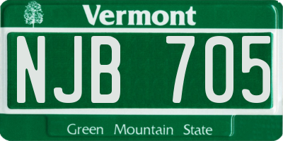 VT license plate NJB705
