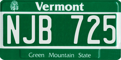 VT license plate NJB725
