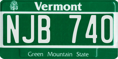 VT license plate NJB740