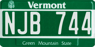 VT license plate NJB744