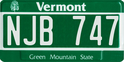 VT license plate NJB747