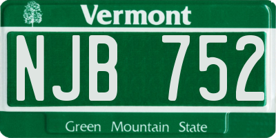 VT license plate NJB752