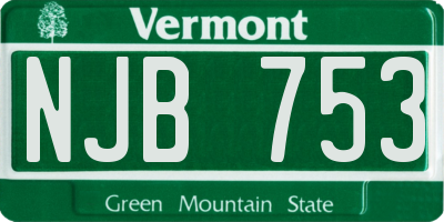 VT license plate NJB753