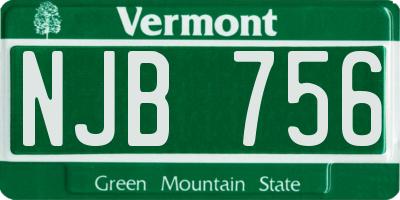 VT license plate NJB756