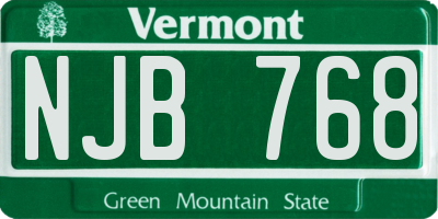 VT license plate NJB768