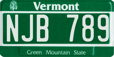 VT license plate NJB789