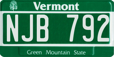 VT license plate NJB792