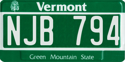 VT license plate NJB794