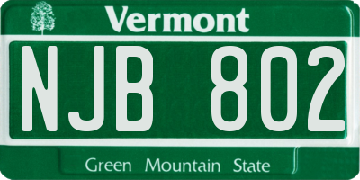 VT license plate NJB802
