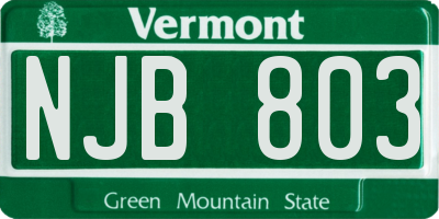 VT license plate NJB803