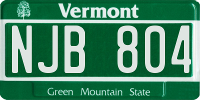 VT license plate NJB804