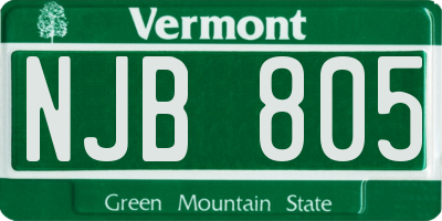 VT license plate NJB805