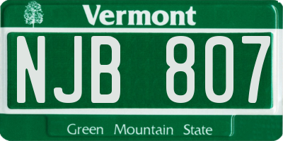 VT license plate NJB807