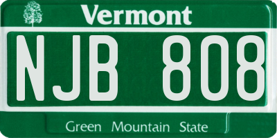 VT license plate NJB808