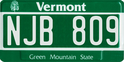 VT license plate NJB809