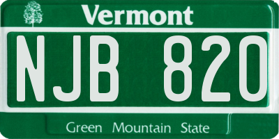 VT license plate NJB820