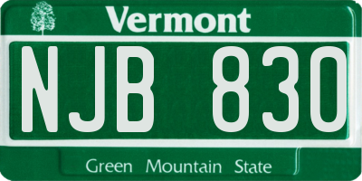 VT license plate NJB830