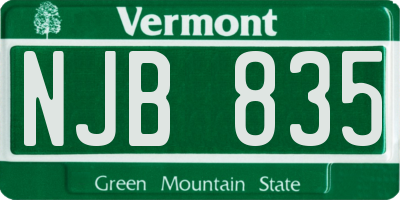 VT license plate NJB835