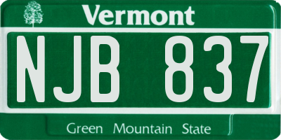 VT license plate NJB837