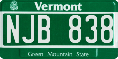 VT license plate NJB838