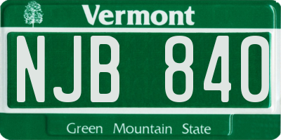 VT license plate NJB840