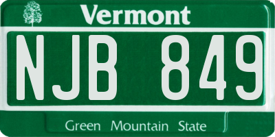 VT license plate NJB849