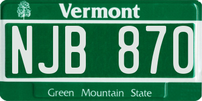 VT license plate NJB870