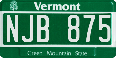 VT license plate NJB875