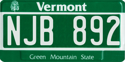 VT license plate NJB892