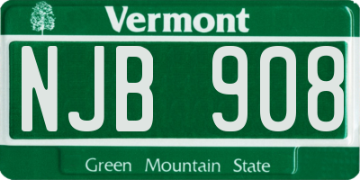 VT license plate NJB908