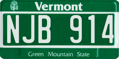 VT license plate NJB914