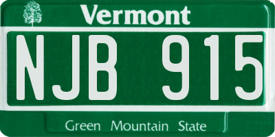 VT license plate NJB915