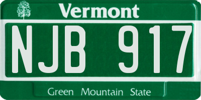 VT license plate NJB917