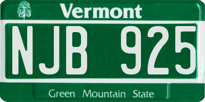 VT license plate NJB925