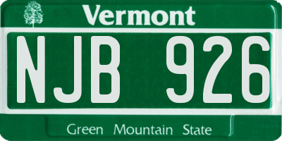 VT license plate NJB926