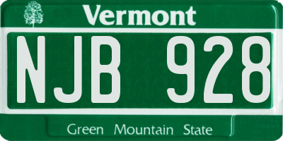 VT license plate NJB928