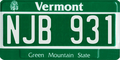 VT license plate NJB931