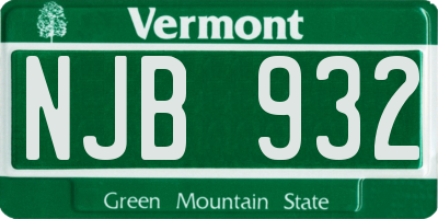 VT license plate NJB932
