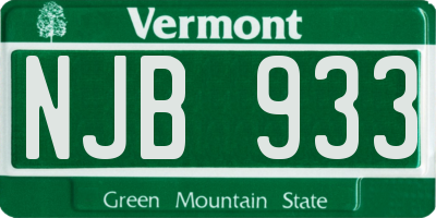 VT license plate NJB933