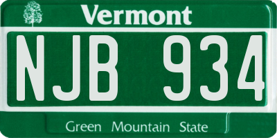 VT license plate NJB934