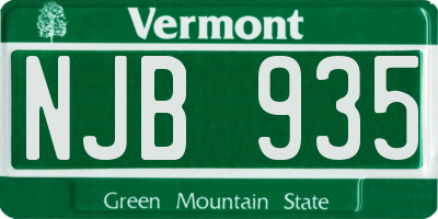 VT license plate NJB935