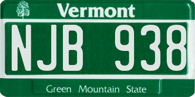 VT license plate NJB938