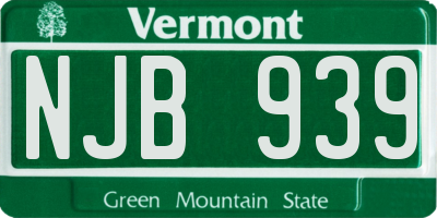 VT license plate NJB939