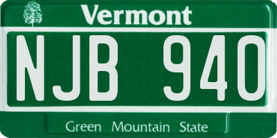 VT license plate NJB940