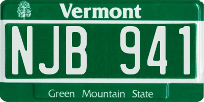 VT license plate NJB941