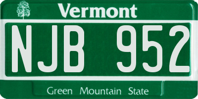 VT license plate NJB952