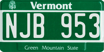 VT license plate NJB953