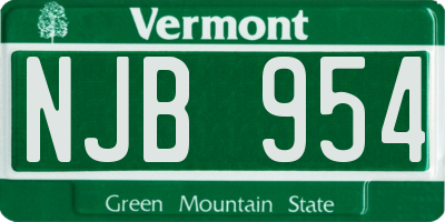 VT license plate NJB954