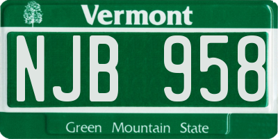 VT license plate NJB958