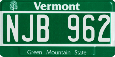 VT license plate NJB962